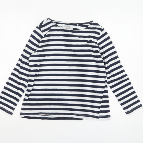 Craghoppers Women's Blue Striped Long Sleeve Cotton Boat Neck Top Size 10