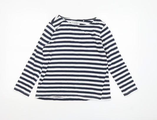 Craghoppers Women's Blue Striped Long Sleeve Cotton Boat Neck Top Size 10