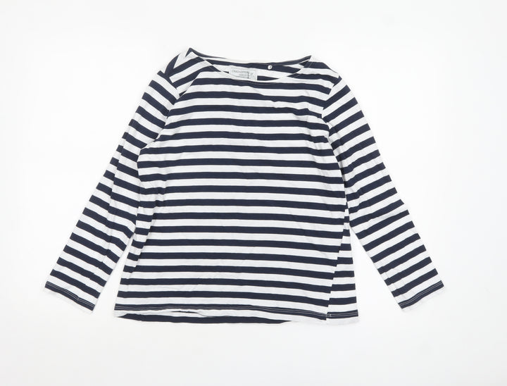 Craghoppers Women's Blue Striped Long Sleeve Cotton Boat Neck Top Size 10