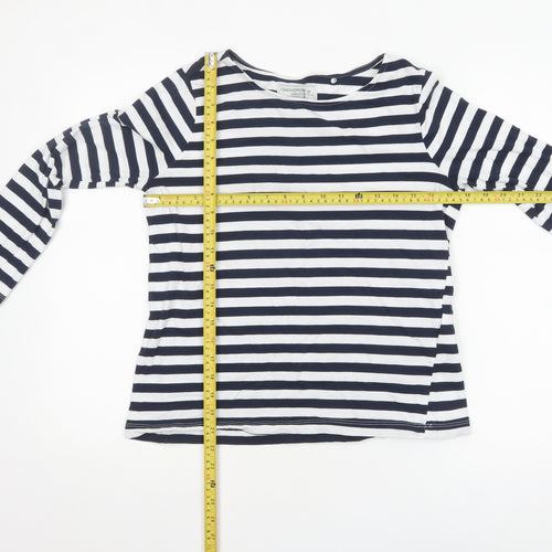 Craghoppers Women's Blue Striped Long Sleeve Cotton Boat Neck Top Size 10
