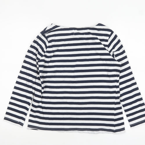 Craghoppers Women's Blue Striped Long Sleeve Cotton Boat Neck Top Size 10