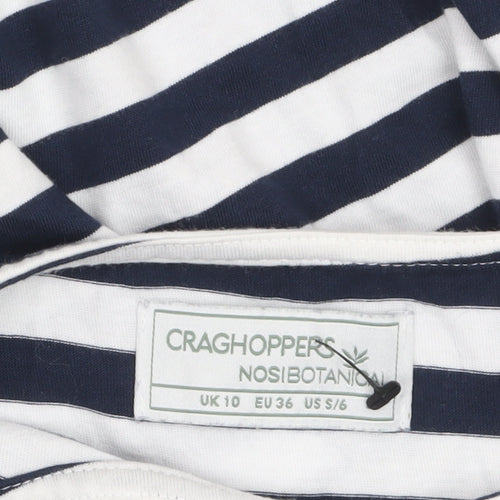 Craghoppers Women's Blue Striped Long Sleeve Cotton Boat Neck Top Size 10