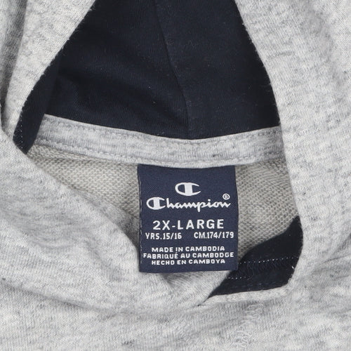 Champion Boys Grey Pullover Hoodie 2XL 15-16 Years Cotton Blend Logo