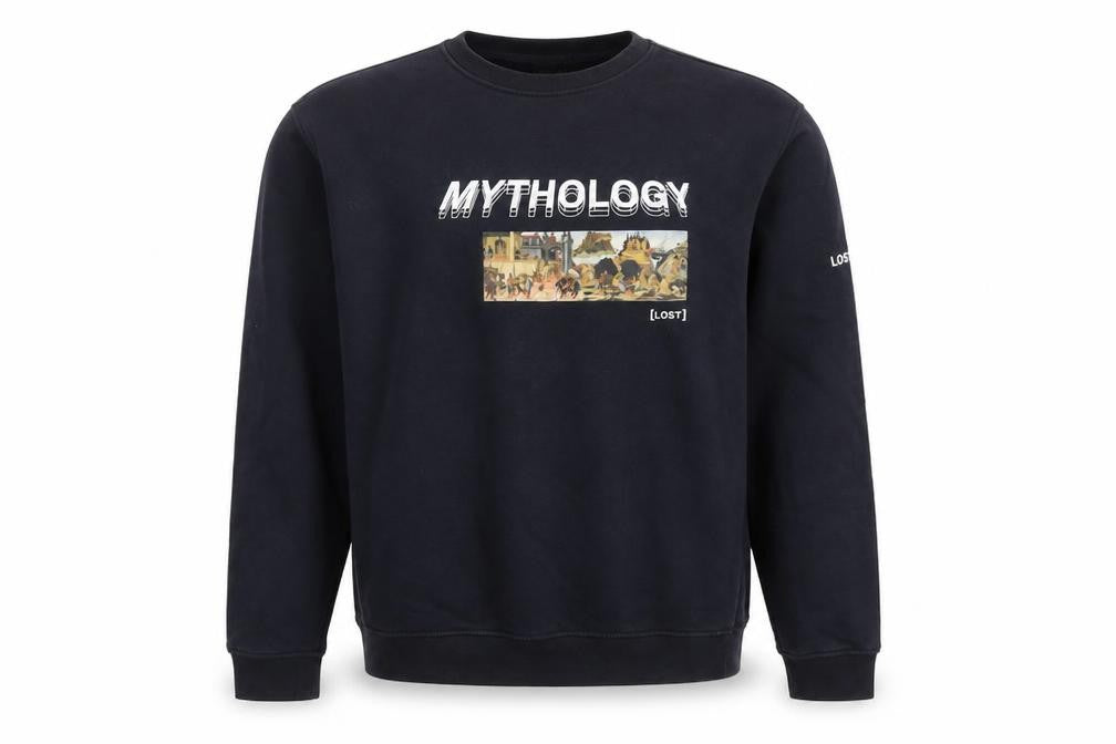 Lost Soles Men's Black XL Mythology Graphic Print Sweatshirt