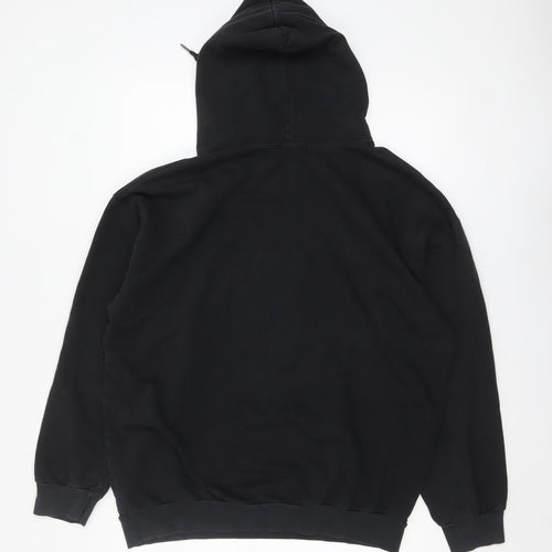 boohooMAN Men's Black Hoodie Medium Graphic Print Pullover