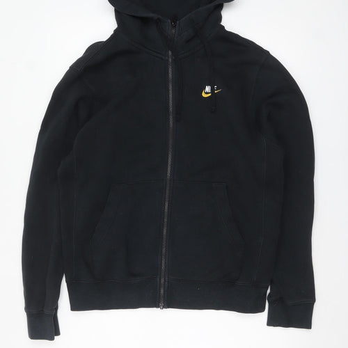 Nike Men's Black Full Zip Hoodie S Fleece Cotton Logo Sweatshirt