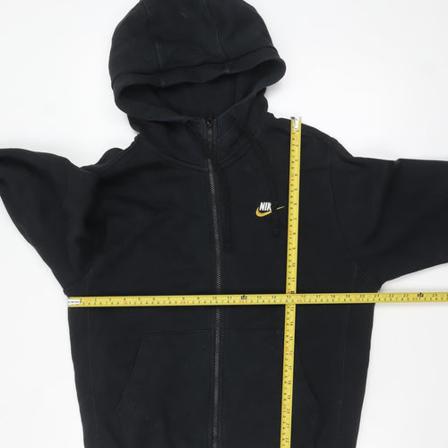 Nike Men's Black Full Zip Hoodie S Fleece Cotton Logo Sweatshirt