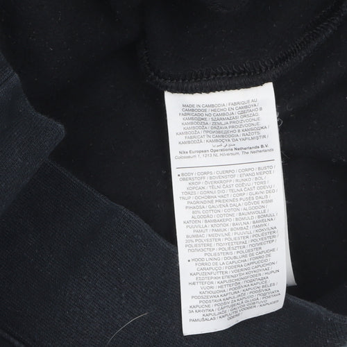 Nike Men's Black Full Zip Hoodie S Fleece Cotton Logo Sweatshirt