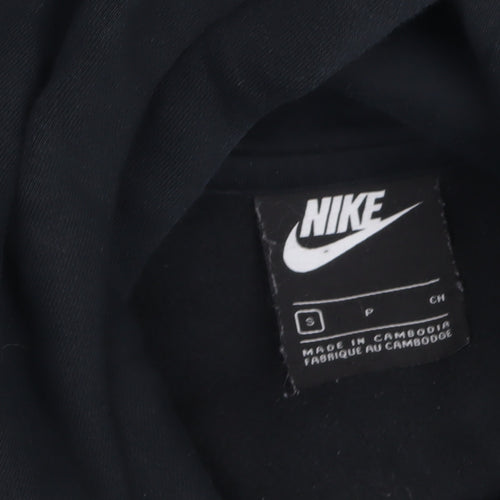 Nike Men's Black Full Zip Hoodie S Fleece Cotton Logo Sweatshirt