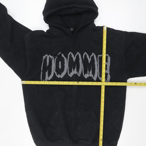 boohooMAN Mens Black Pullover Hoodie S Graphic HOMME Print Cotton Blend