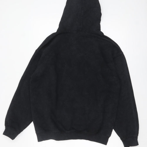 boohooMAN Mens Black Pullover Hoodie S Graphic HOMME Print Cotton Blend
