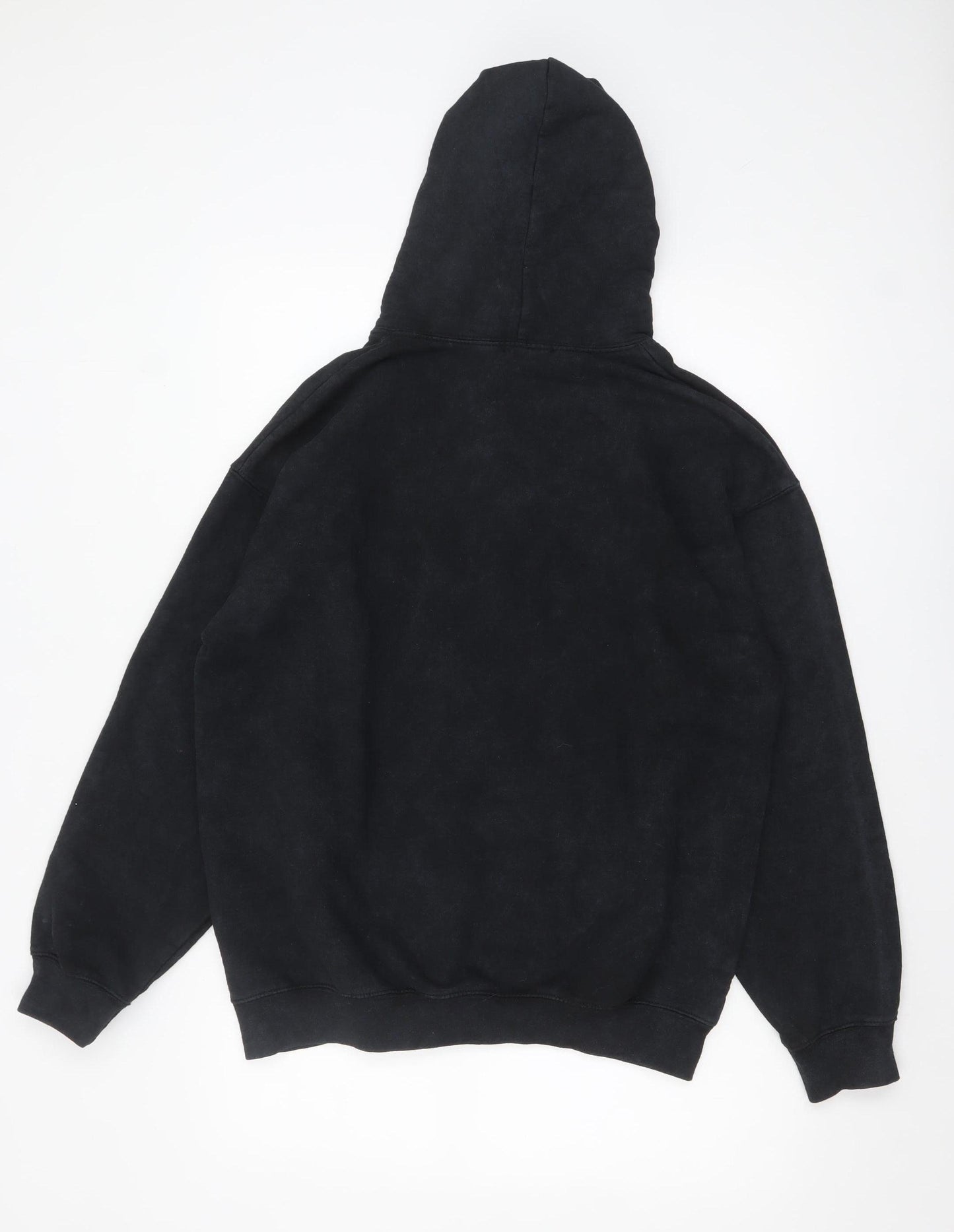 boohooMAN Mens Black Pullover Hoodie S Graphic HOMME Print Cotton Blend