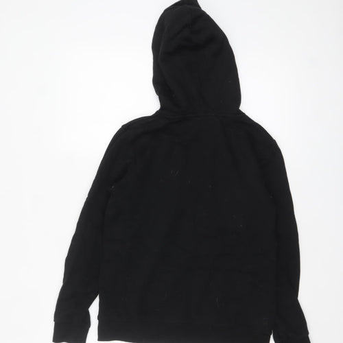 Jack & Jones Boys Black Pullover Hoodie 14 Years Cotton Blend Logo Print