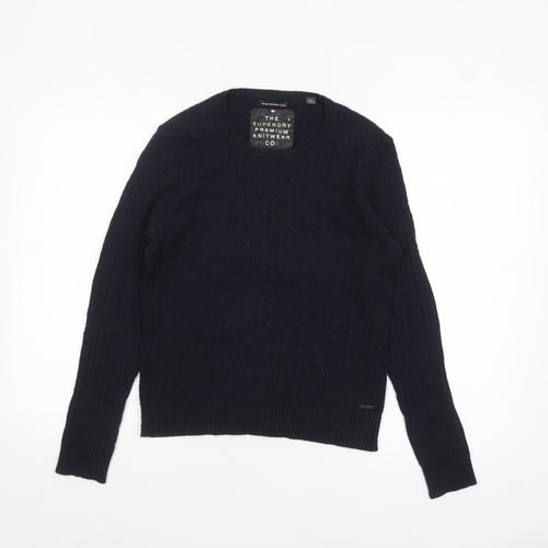 Superdry Women's Black Cable-Knit Wool Blend Jumper Small