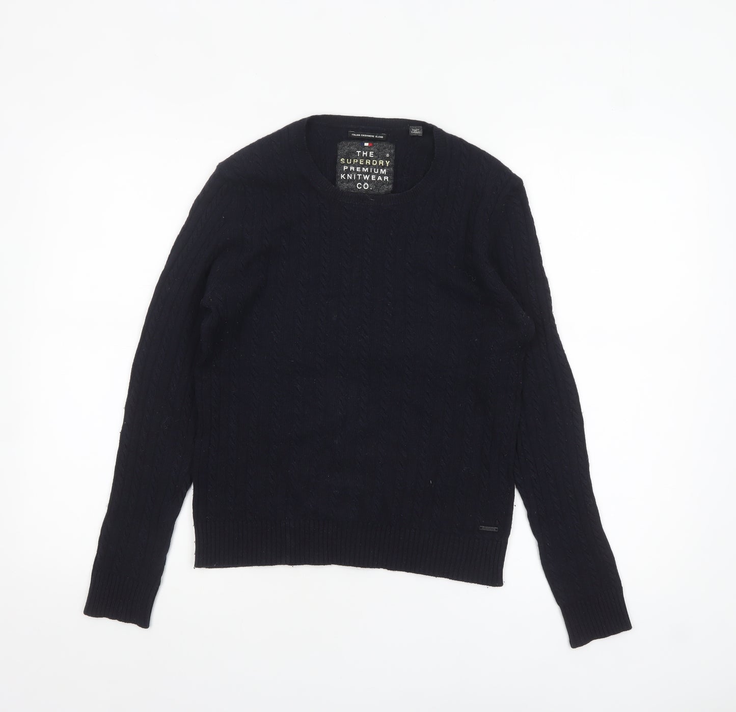 Superdry Women's Black Cable-Knit Wool Blend Jumper Small