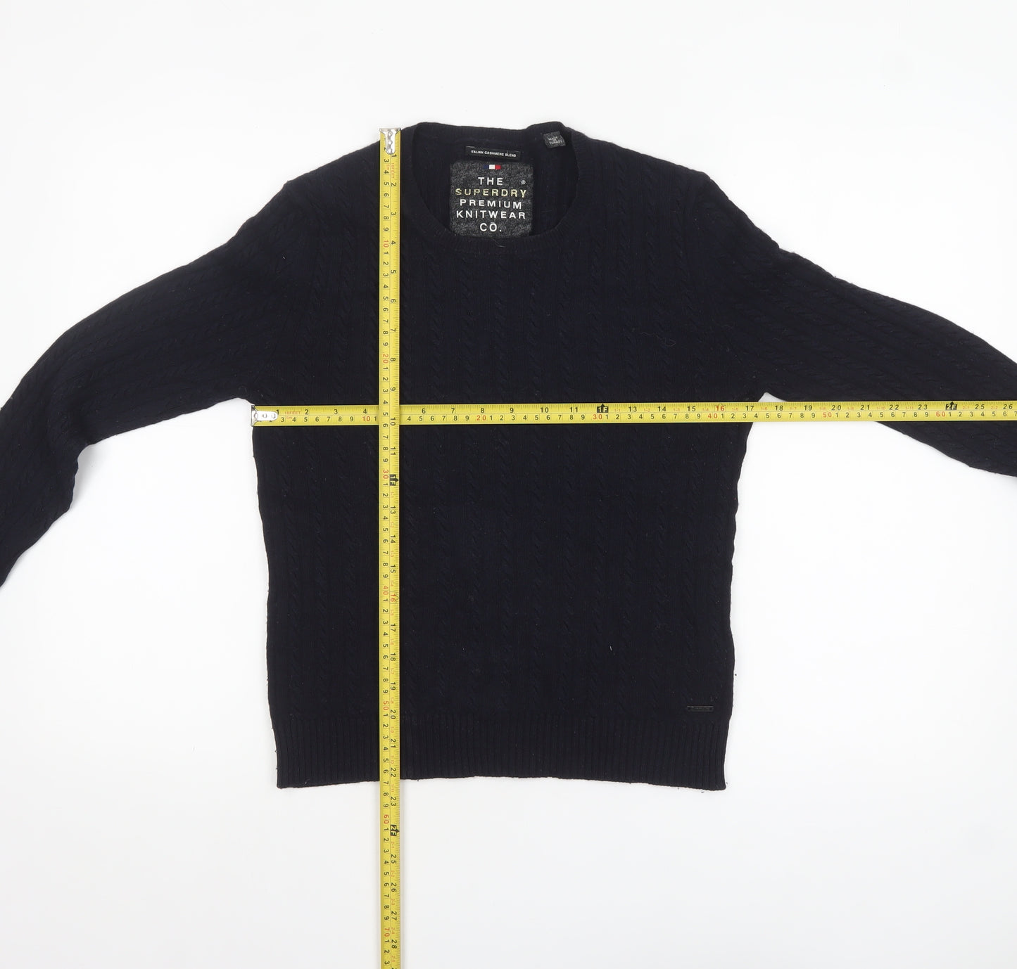Superdry Women's Black Cable-Knit Wool Blend Jumper Small