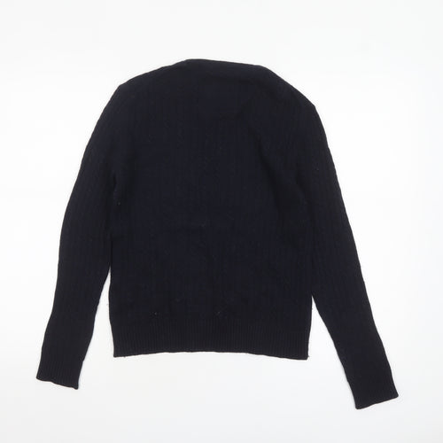 Superdry Women's Black Cable-Knit Wool Blend Jumper Small