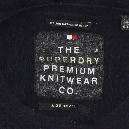 Superdry Women's Black Cable-Knit Wool Blend Jumper Small