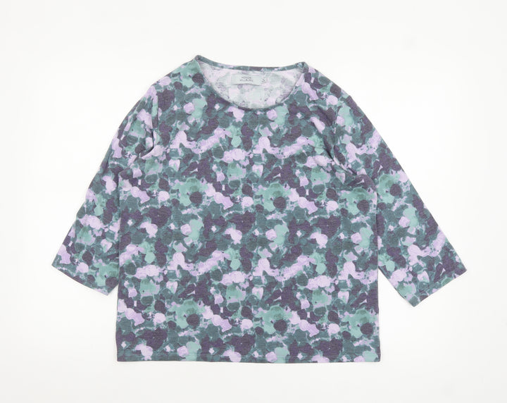 Honor Millburn Women's Multicoloured Floral 3/4 Sleeve T-Shirt M