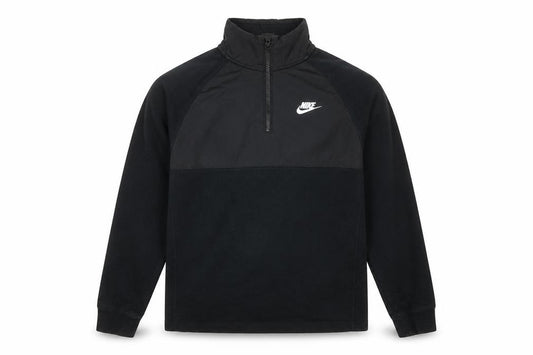 Front view of Nike Men's Black Small 1/2 Zip Pullover Sweatshirt with Logo