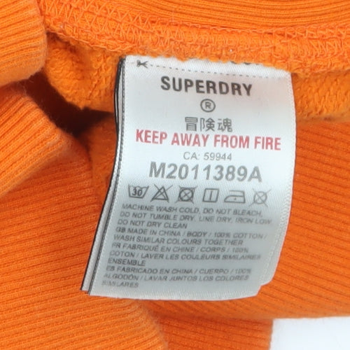 Superdry Men's Orange Pullover Hoodie Size M Graphic Sports Style