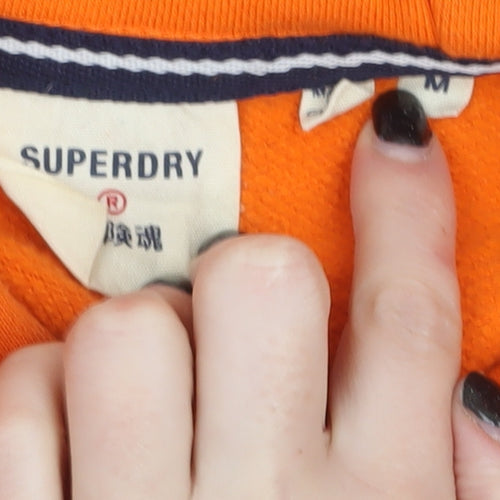 Superdry Men's Orange Pullover Hoodie Size M Graphic Sports Style