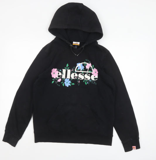 Ellesse Girls Black Floral Logo Pullover Hoodie 12-13 Years
