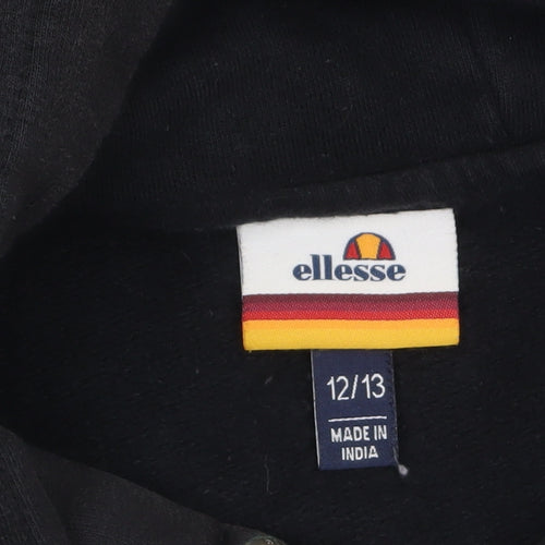 Ellesse Girls Black Floral Logo Pullover Hoodie 12-13 Years