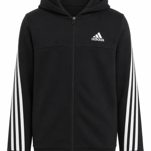Adidas Boys Black Full Zip Hoodie 11-12 Years Hooded Sweatshirt