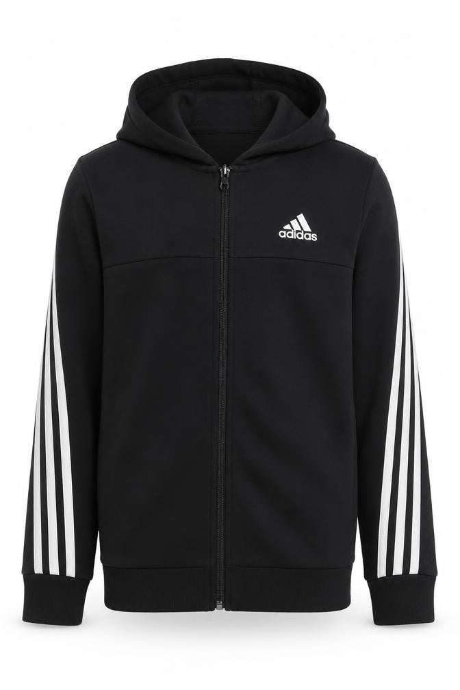 Adidas Boys Black Full Zip Hoodie 11-12 Years Hooded Sweatshirt