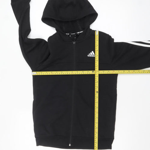 Adidas Boys Black Full Zip Hoodie 11-12 Years Hooded Sweatshirt