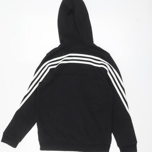 Adidas Boys Black Full Zip Hoodie 11-12 Years Hooded Sweatshirt