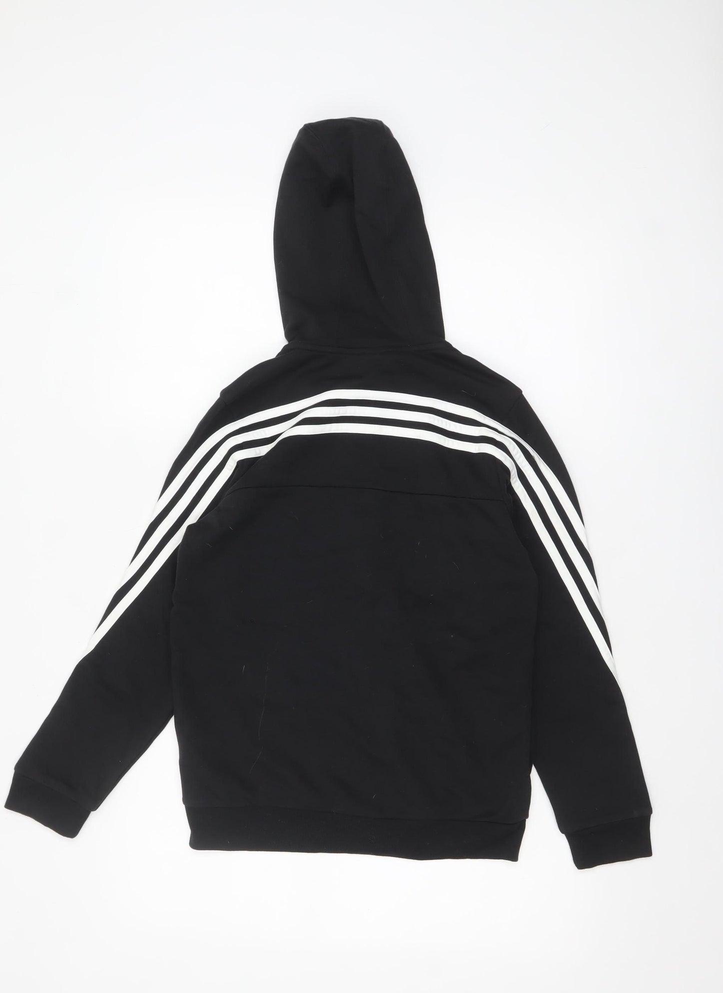 Adidas Boys Black Full Zip Hoodie 11-12 Years Hooded Sweatshirt