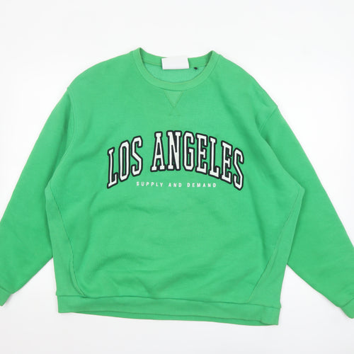 Supply & Demand Womens Green Los Angeles Crew Neck Sweatshirt UK 10