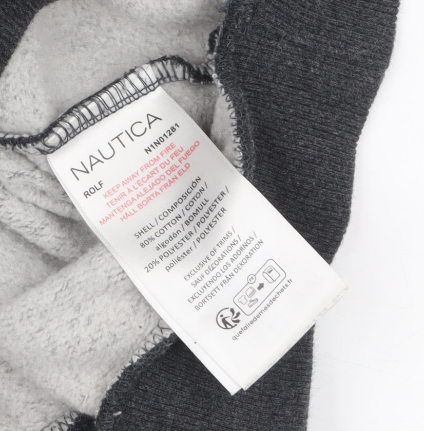 Nautica Men’s Grey Logo Sailing Sweatshirt L Pullover Crew Neck