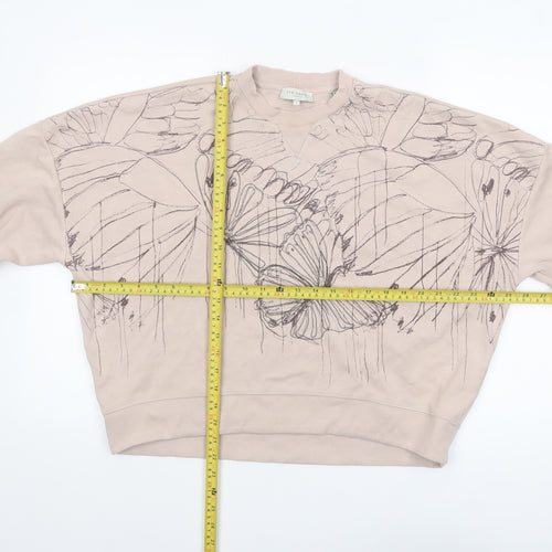 Ted Baker Women Beige Butterfly Print Jersey Top Size 10