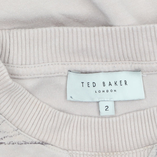 Ted Baker Women Beige Butterfly Print Jersey Top Size 10