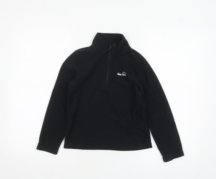 Peter Storm Boys Black 7-8 Years Fleece 1/4 Zip Sweatshirt Pullover