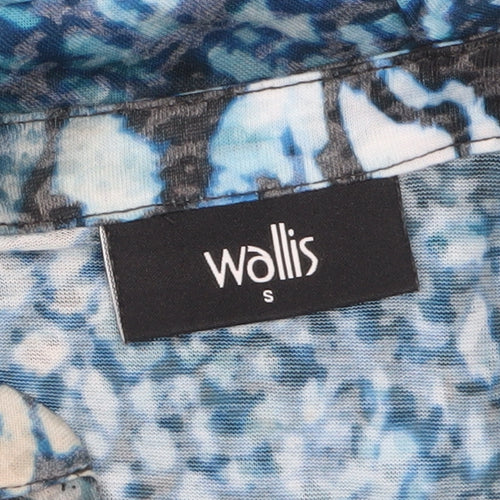Wallis Womens Blue Animal Print Sheer Tunic Blouse Size S