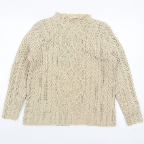 Country Casuals Women Beige Cable-Knit Cotton Jumper L