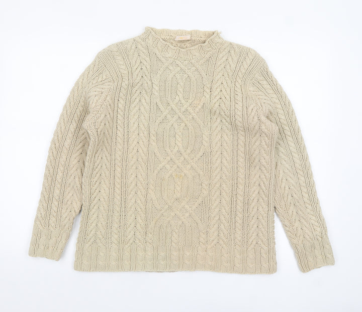 Country Casuals Women Beige Cable-Knit Cotton Jumper L