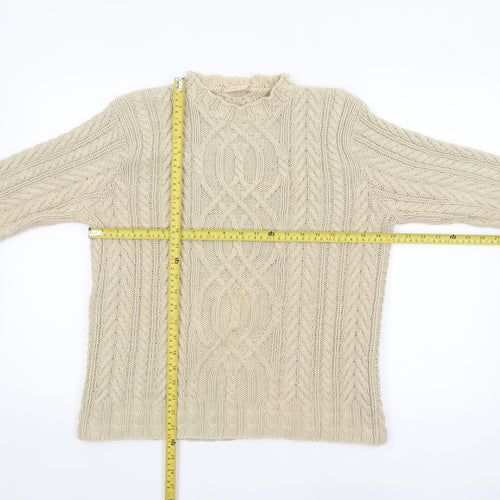 Country Casuals Women Beige Cable-Knit Cotton Jumper L