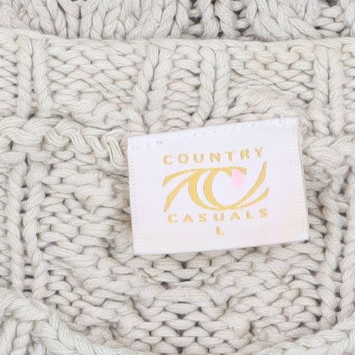Country Casuals Women Beige Cable-Knit Cotton Jumper L