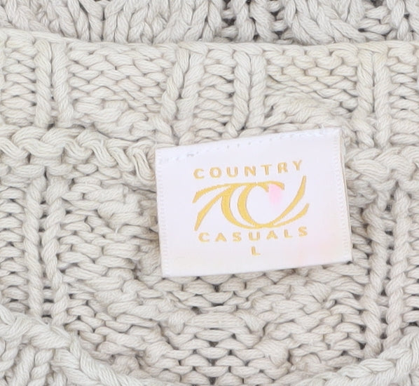 Country Casuals Women Beige Cable-Knit Cotton Jumper L