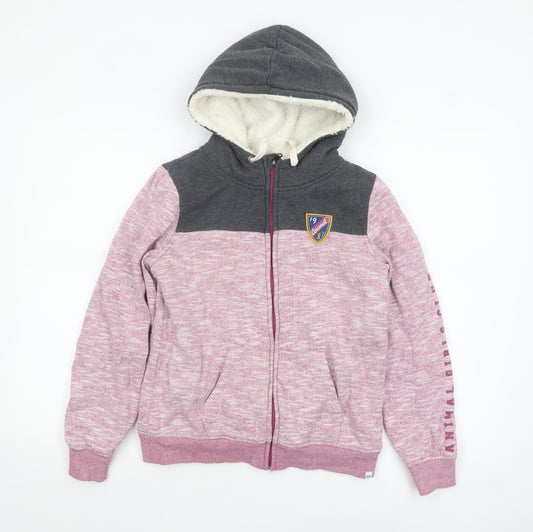 Animal Girls Pink & Grey Full Zip Hooded Fleece Lined Hoodie 11-12 Years
