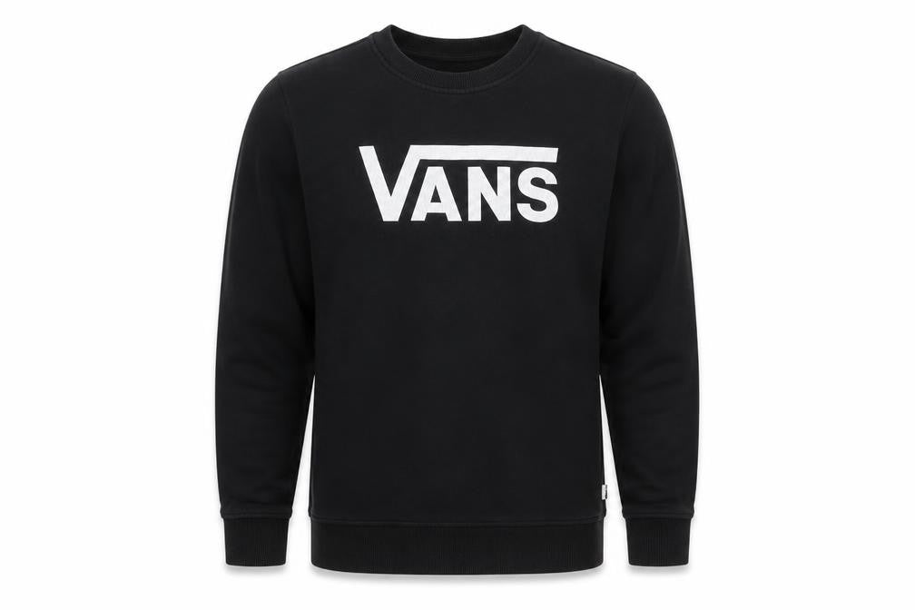 Front view of Vans Men's Black Logo Pullover Sweatshirt, size M