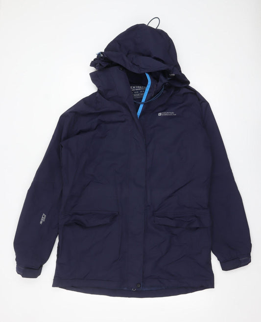 Mountain Warehouse Womens Blue Waterproof Hooded Rain Coat Jacket Size 14