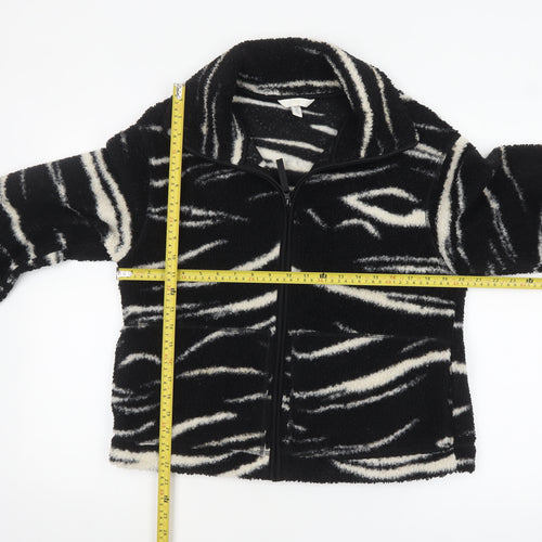 H&M Women’s Black White Zebra Fleece Jacket Size 12 Full Zip