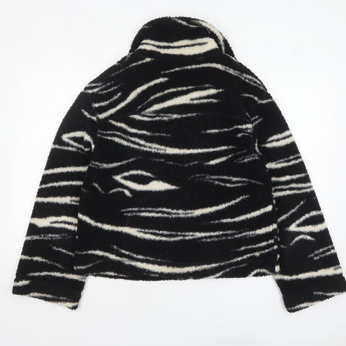 H&M Women’s Black White Zebra Fleece Jacket Size 12 Full Zip