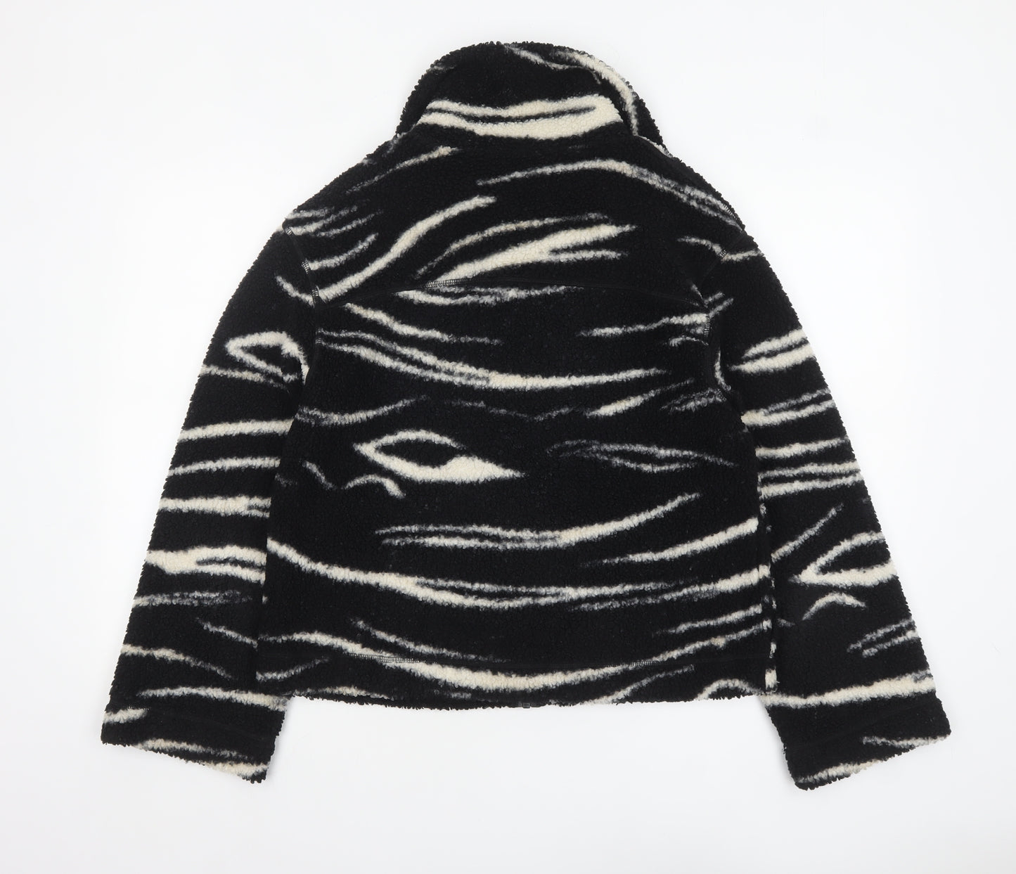 H&M Women’s Black White Zebra Fleece Jacket Size 12 Full Zip